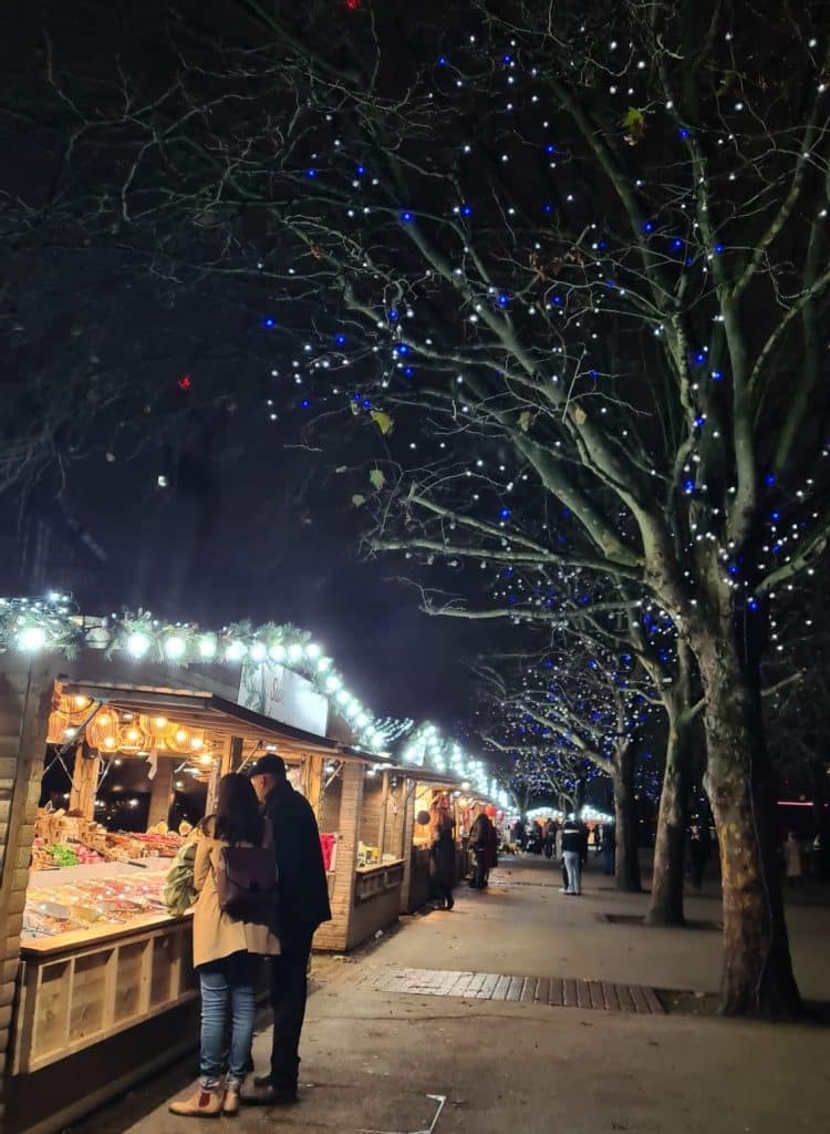 Christmas market stalls